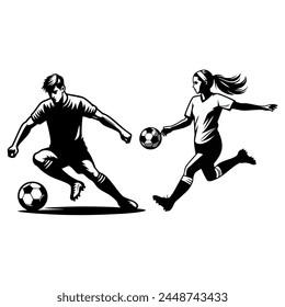 a black and white picture of a soccer football player