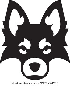 a black and white picture of a wolf's face with eyes wide open and a nose with a pointed nose.