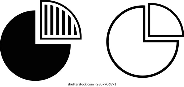 Black and white pie chart with partial segment removed and striped section piechart blackwhite