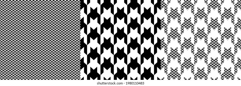 Black and white pied-de paul patterns. Fashion seamless patterns.