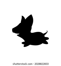 black and white pig icon, vector illustration