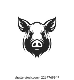 A black and white pig logo vector, perfect for branding your company elegantly.