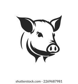 Black and white pig vector logo for your elegant brand.