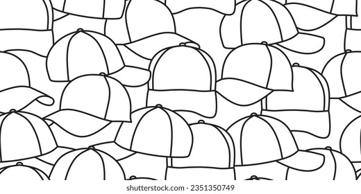 black white pile baseball hat seamless pattern