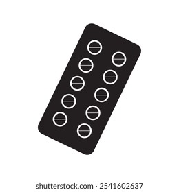 Black and white Pill Pack icon illustration. Pill pack icon silhouette. Medicine pack. Tablet pack.