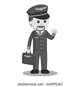 black and white pilot with briefcase black and white style