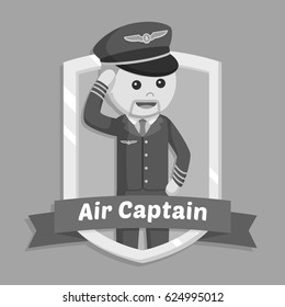black and white pilot in emblem black and white style