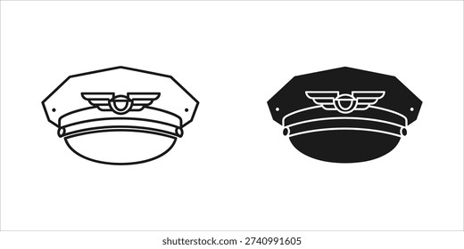 Black and white pilot hat with wings and dual color styles