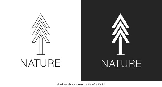 black and white pine tree vector, logo, icon. nature, tree, plant, pine, fir, pine tree, wood, leaf, leaves, forest, evergreen, environment, flat, logo, icon, clipart, sticker, vector illustration.