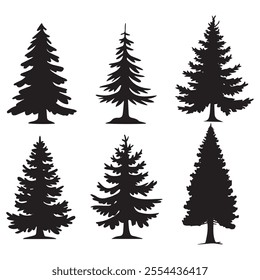 black and white pine tree vector art