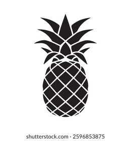 Black and White Pineapple Silhouette Vector - Simple Graphic Illustration