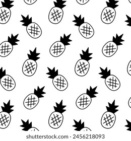 Black and white pineapples seamless pattern