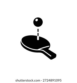 Almofada de pingue-pongue preto e branco e ícone de bola ilustração minimalista de vetor de tênis de mesa
