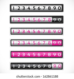 Black, white and pink counters of some color variations