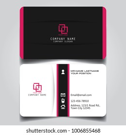 Black White and Pink creative modern name card and business card with horizontal curve corner standard size vector template.