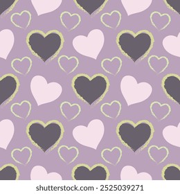 Black, white, pink, red hearts on light pink background. Seamless nice pattern for Valentine day. Good for packaging