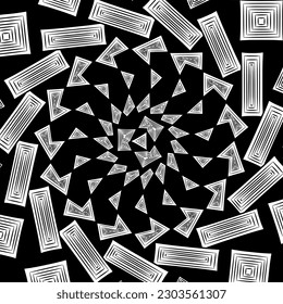 Black and White Pinwheel Modern Art