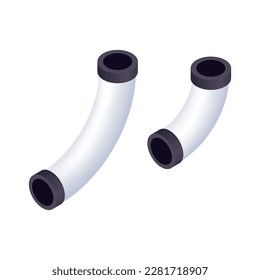 Black and white pipes isometric isolated 3d vector illustration