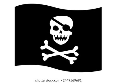 black and white pirate flag with skull