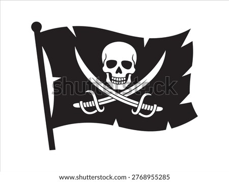 Black and white pirate flag with skull and crossbones