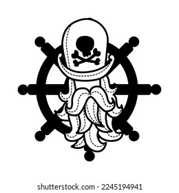 Black and white pirate icon vector illustration