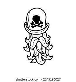 Black and white pirate icon vector illustration