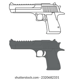 schwarz-weißer Pistolenvektor, bunter PistolenVektorgrafik