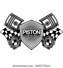 black and white piston logo, vector EPS 10