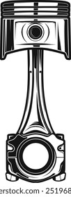Vector de pistón y varilla en blanco y negro que se puede utilizar para iconos y más