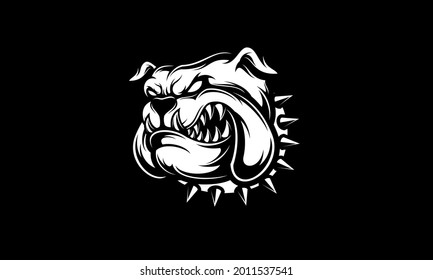 Black and white pitbul head vector