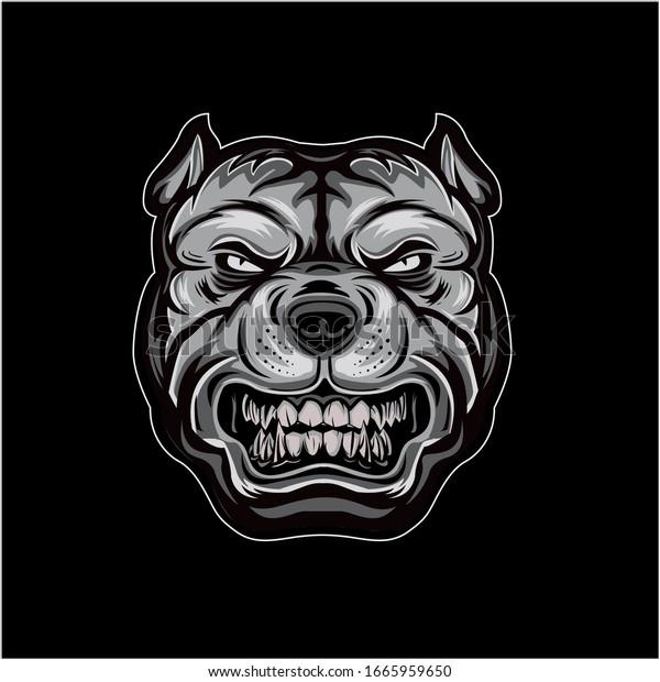 白黒のピットブル犬のベクターイラスト のベクター画像素材 ロイヤリティフリー