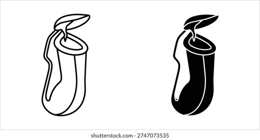 Black and white pitcher plant line carnivorous plant