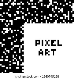 Black and white pixel art.  Abstract vector background. Modern technology design.