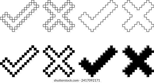 Markensymbole für schwarz-weiße Pixel