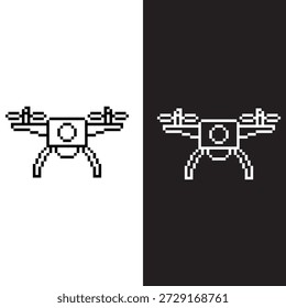 Negro y blanco pixel drone 8 bits Vector icono arte para el juego de ordenador	
