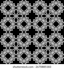 Patrón étnico de píxeles en blanco y negro. Arte digital sin fisuras con un motivo tribal geométrico y clave griega. Ideal para textiles modernos, ropa y decoración.