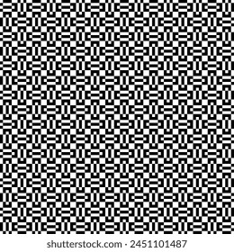 Patrón inconsútil de la flor del pixel blanco y negro, adorno grande simple