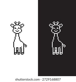 preto e branco pixel girafa 8 bits vetor ícone arte para o jogo de computador	