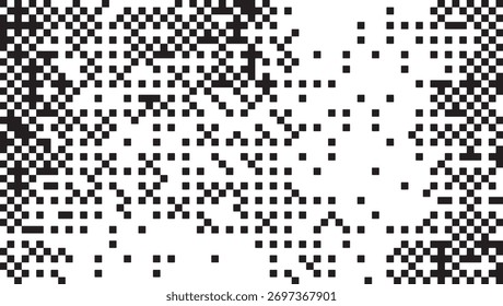 Textura de cuadrícula de píxeles en blanco y negro con ruido digital aleatorio. Ideal para temas tecnológicos, diseño mínimo y composiciones abstractas modernas.