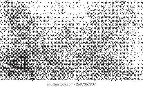 Black and white pixel grid texture with random digital noise. Great for tech themes, minimal design, and modern abstract compositions.