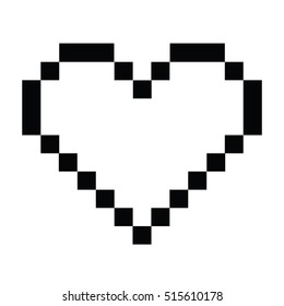 Black and white pixel heart