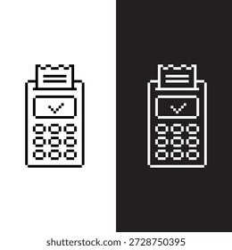 preto e branco pixel pagamento terminal 8 bit vetor ícone arte para o jogo de computador	