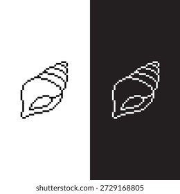 preto e branco pixel shell 8 bit vetor ícone arte para o jogo de computador	