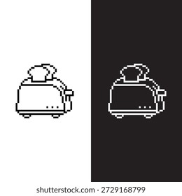preto e branco pixel toaster 8 bit vetor ícone arte para o jogo de computador	