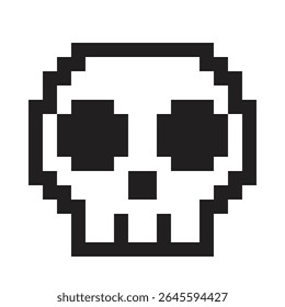 Black and white pixelated skull icon