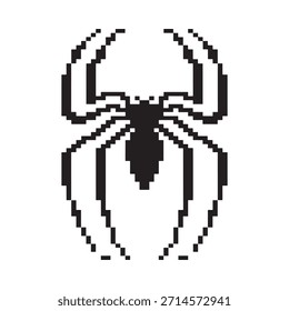 Se muestra un gráfico de araña pixelada en blanco y negro con ocho patas