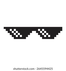 Black and white pixelated sunglasses icon.
