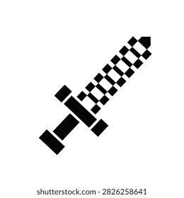 A black and white pixelated sword icon with a checkered blade and simple hilt.