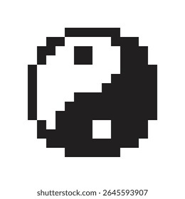 Black and white pixelated yin-yang icon.