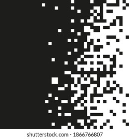 Black and white pixelation. Vector background with pixel grid. Pixel mosaic illustration.